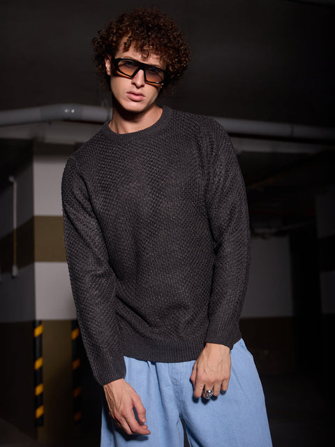 XYNG Solid Knitted Pullover Sweater