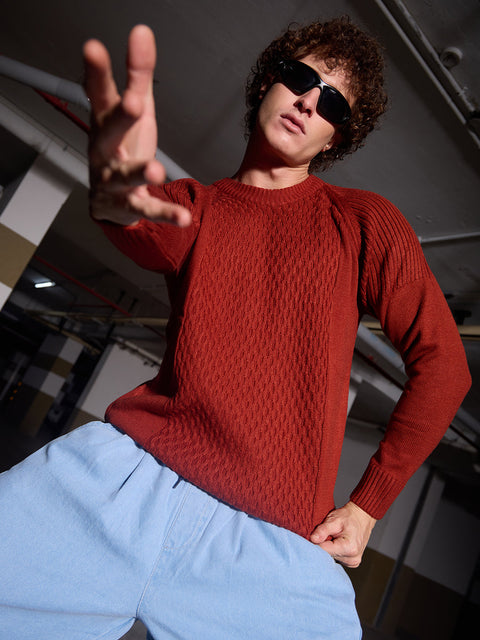 Hooked Mesh-Knit Pullover Sweater