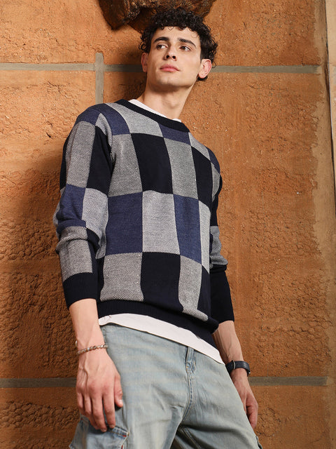 Hooked Block Check Pullover Sweater