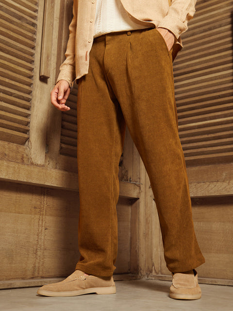 Face Card Corduroy Pleated Trousers