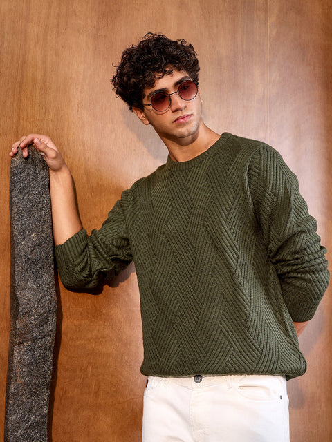 Chaos Basket-Knit Pullover Sweater