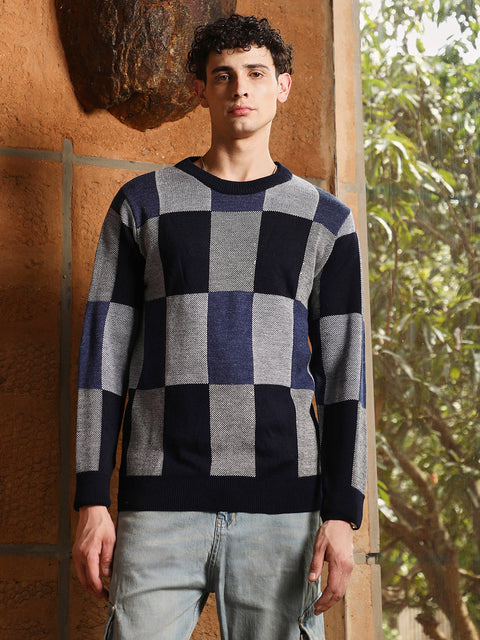 Hooked Block Check Pullover Sweater