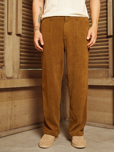Face Card Corduroy Pleated Trousers