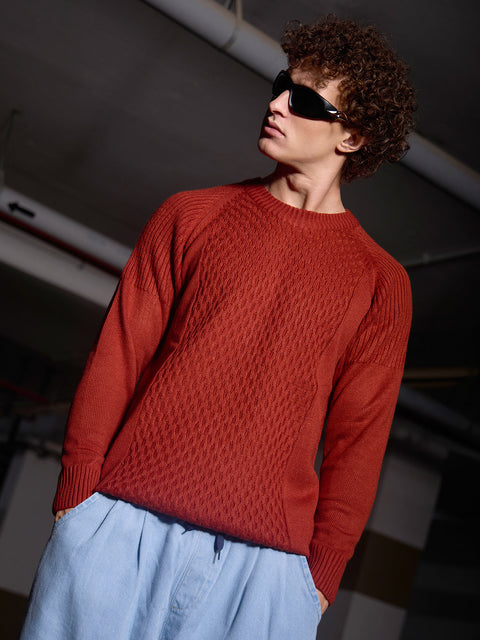 Hooked Mesh-Knit Pullover Sweater
