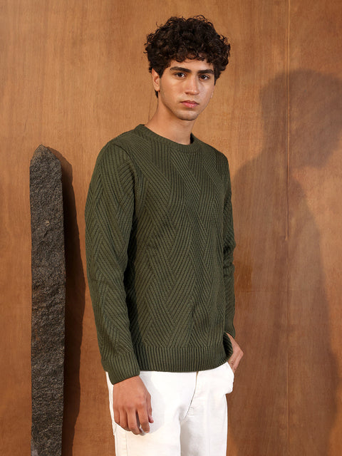 Chaos Basket-Knit Pullover Sweater