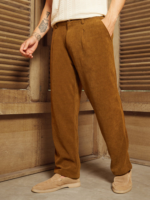 Face Card Corduroy Pleated Trousers