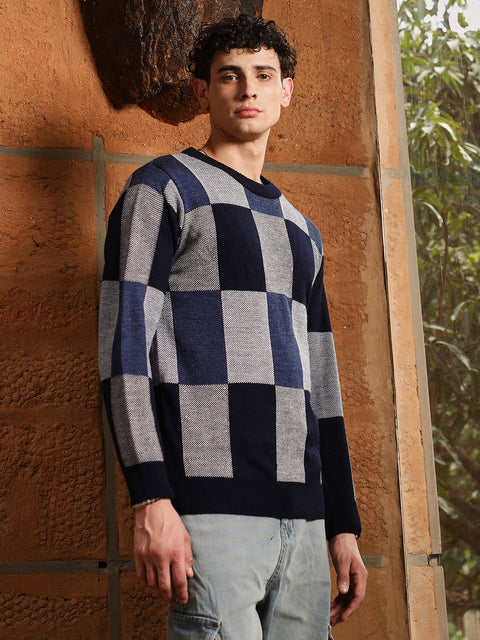 Hooked Block Check Pullover Sweater