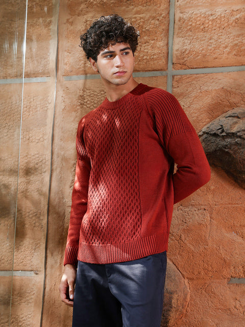 Hooked Mesh-Knit Pullover Sweater