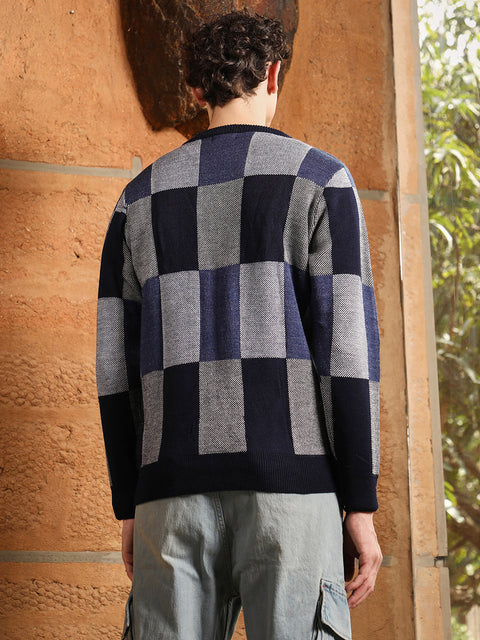 Hooked Block Check Pullover Sweater
