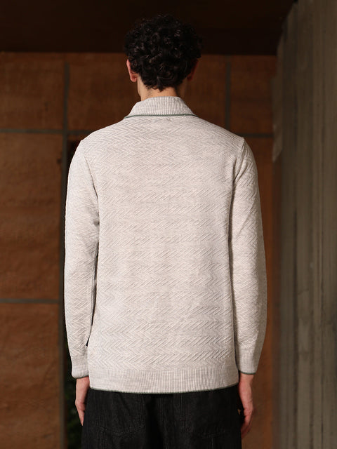Hooked Herringbone Textured Pullover Sweater