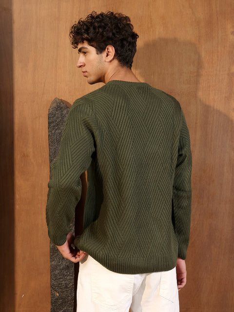 Chaos Basket-Knit Pullover Sweater