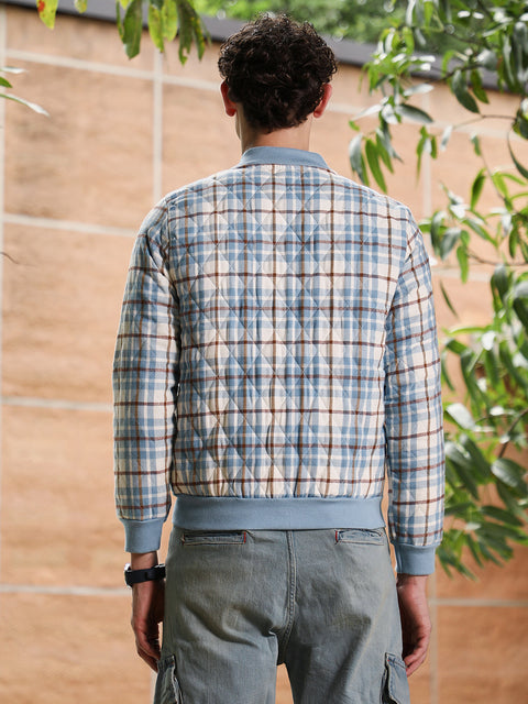 Face Card Tartan Plaid Bomber Jacket