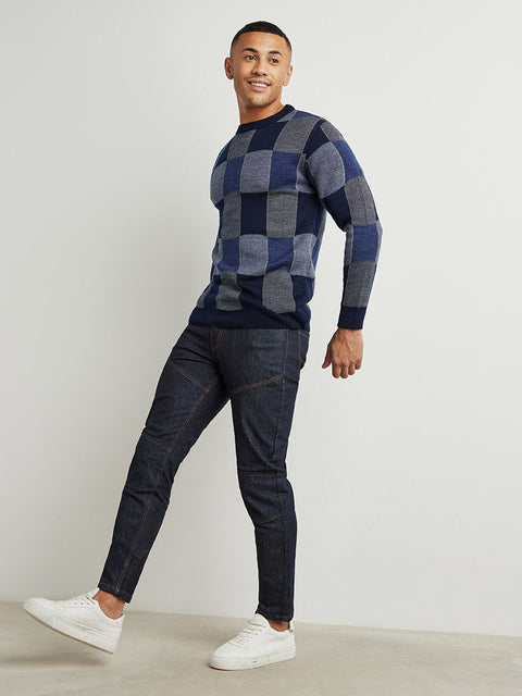 Hooked Block Check Pullover Sweater