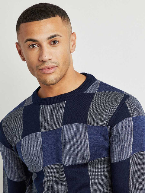Hooked Block Check Pullover Sweater