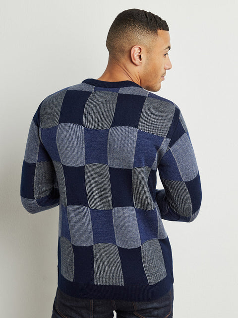 Hooked Block Check Pullover Sweater