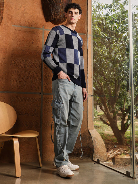 Behookd Block Check Pullover Sweater