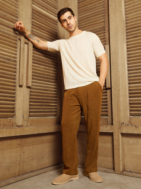Face Card Corduroy Pleated Trousers