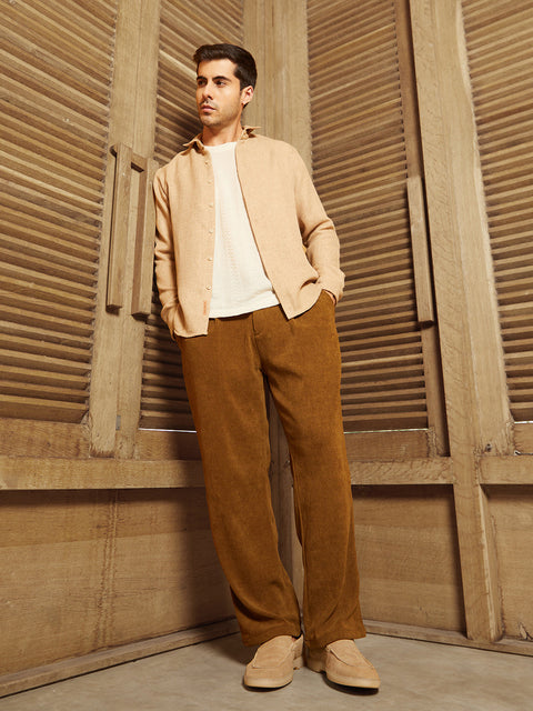 Face Card Corduroy Pleated Trousers