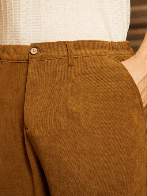 Face Card Corduroy Pleated Trousers