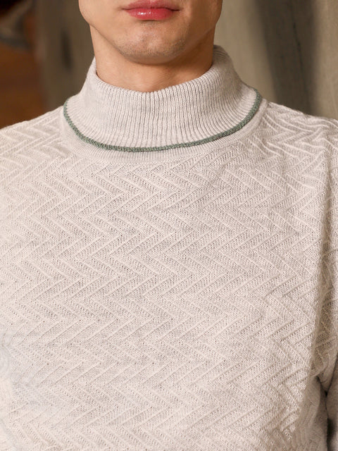 Hooked Herringbone Textured Pullover Sweater