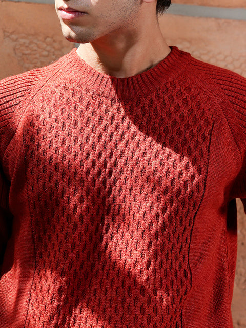 Hooked Mesh-Knit Pullover Sweater