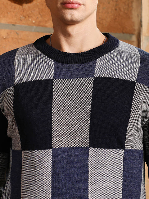 Hooked Block Check Pullover Sweater