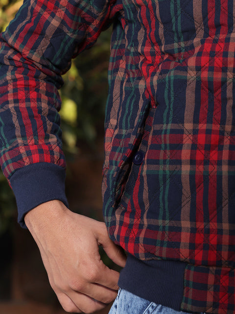 Face Card Tartan Plaid Bomber Jacket