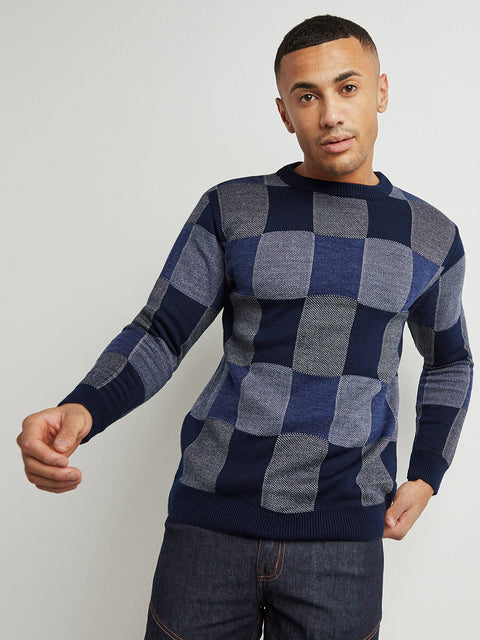 Hooked Block Check Pullover Sweater