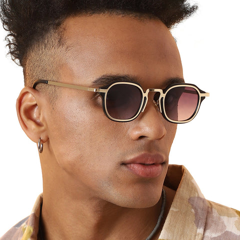 CAHOOT Solid Square Sunglasses - Gold & Black