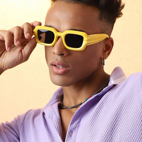 CAHOOT Solid Rectangular Sunglasses - Yellow