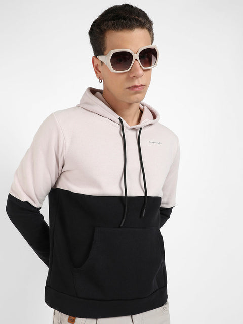Face Card Colourblocked Hoodie With Kangaroo Pockets