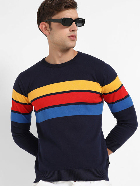 Hooked Contrast Panel Pullover Sweater