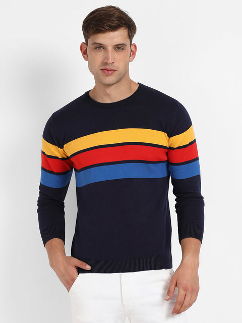 Hooked Contrast Panel Pullover Sweater