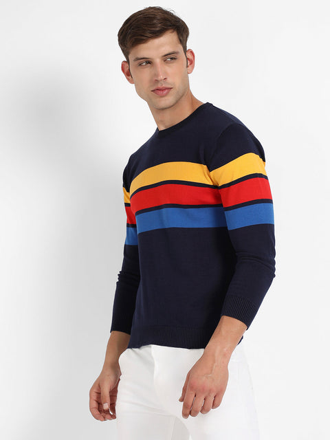 Just Be Contrast Panel Pullover Sweater