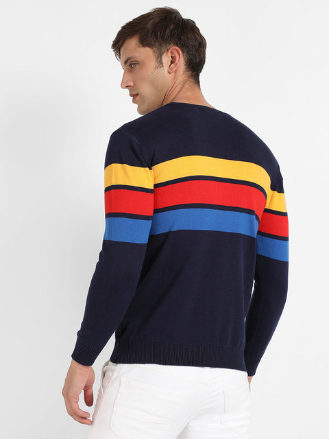Just Be Contrast Panel Pullover Sweater