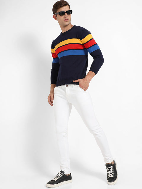 Just Be Contrast Panel Pullover Sweater