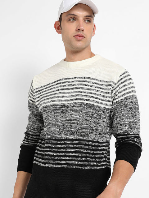 Behookd Contrast Horizontal Striped Pullover Sweater
