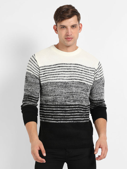 Behookd Contrast Horizontal Striped Pullover Sweater
