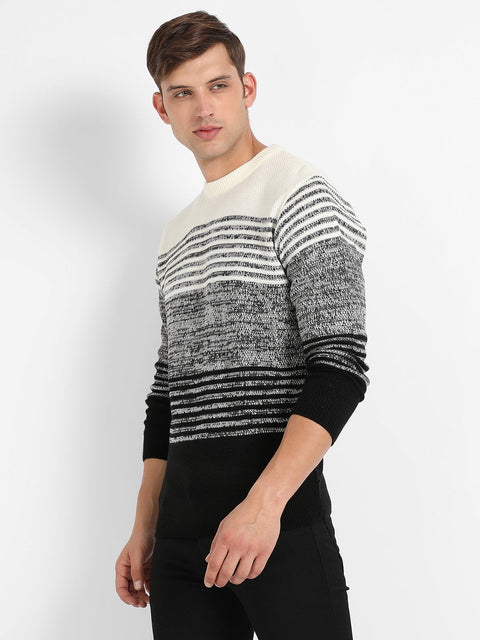 Behookd Contrast Horizontal Striped Pullover Sweater