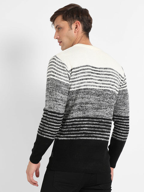 Behookd Contrast Horizontal Striped Pullover Sweater