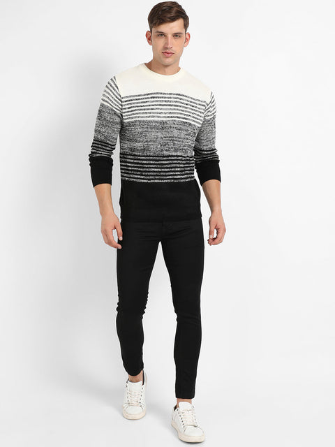 Behookd Contrast Horizontal Striped Pullover Sweater