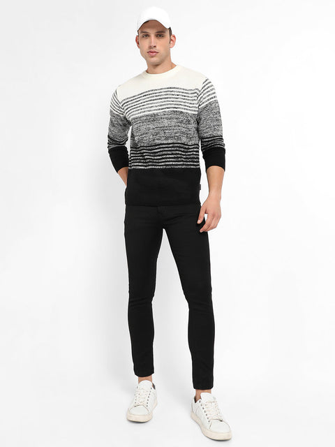 Behookd Contrast Horizontal Striped Pullover Sweater