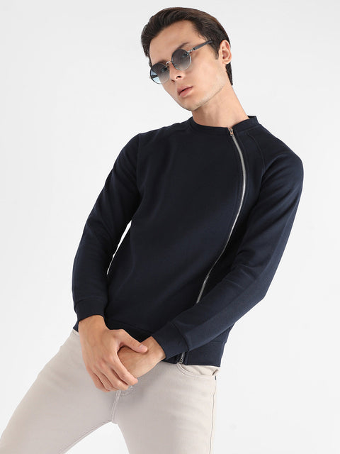 Behookd Sweatshirt With Asymmetriclal Zip