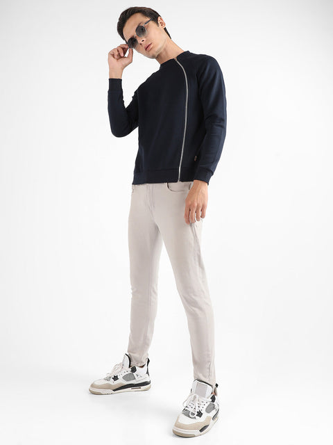 Hooked Sweatshirt With Asymmetriclal Zip