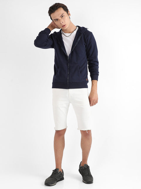 Hooked Zip-Front Hoodie With Contrast Drawstring