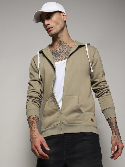 Just Be Zip-Front Hoodie With Contrast Drawstring