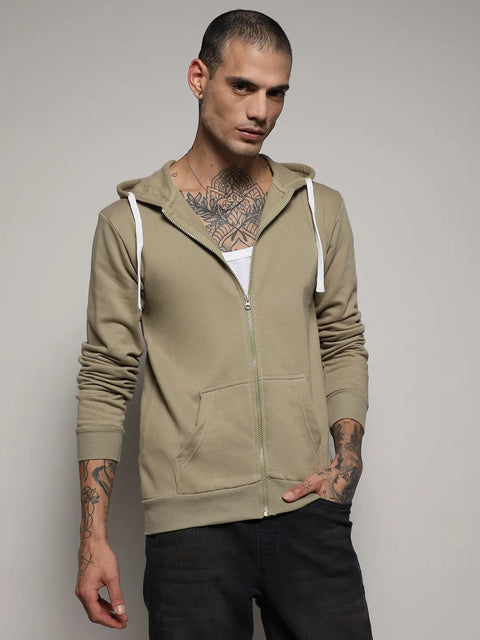 Just Be Zip-Front Hoodie With Contrast Drawstring