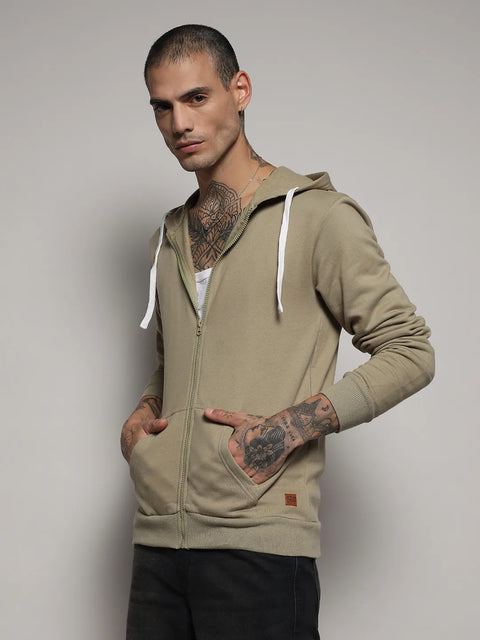 Just Be Zip-Front Hoodie With Contrast Drawstring