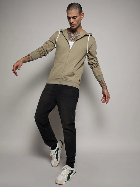 Just Be Zip-Front Hoodie With Contrast Drawstring
