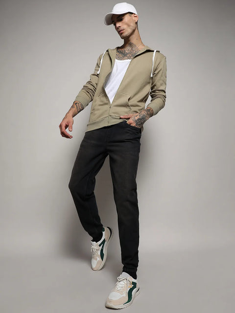 Just Be Zip-Front Hoodie With Contrast Drawstring